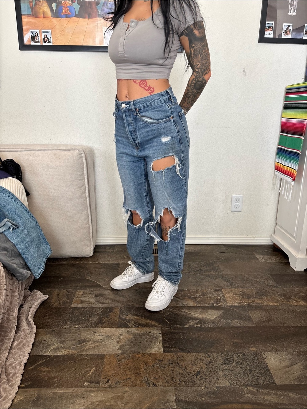 PacSun Distressed Light Blue Boyfriend Jeans